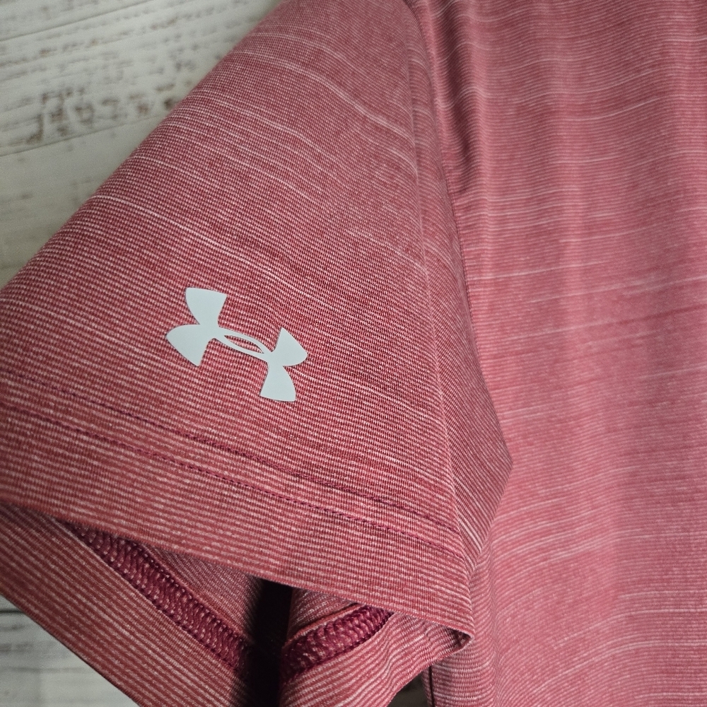 Under Armour UA Shirt Heat Gear Spacedye Red Short Sleeve Polo Shirt sz Med - Picture 6 of 6